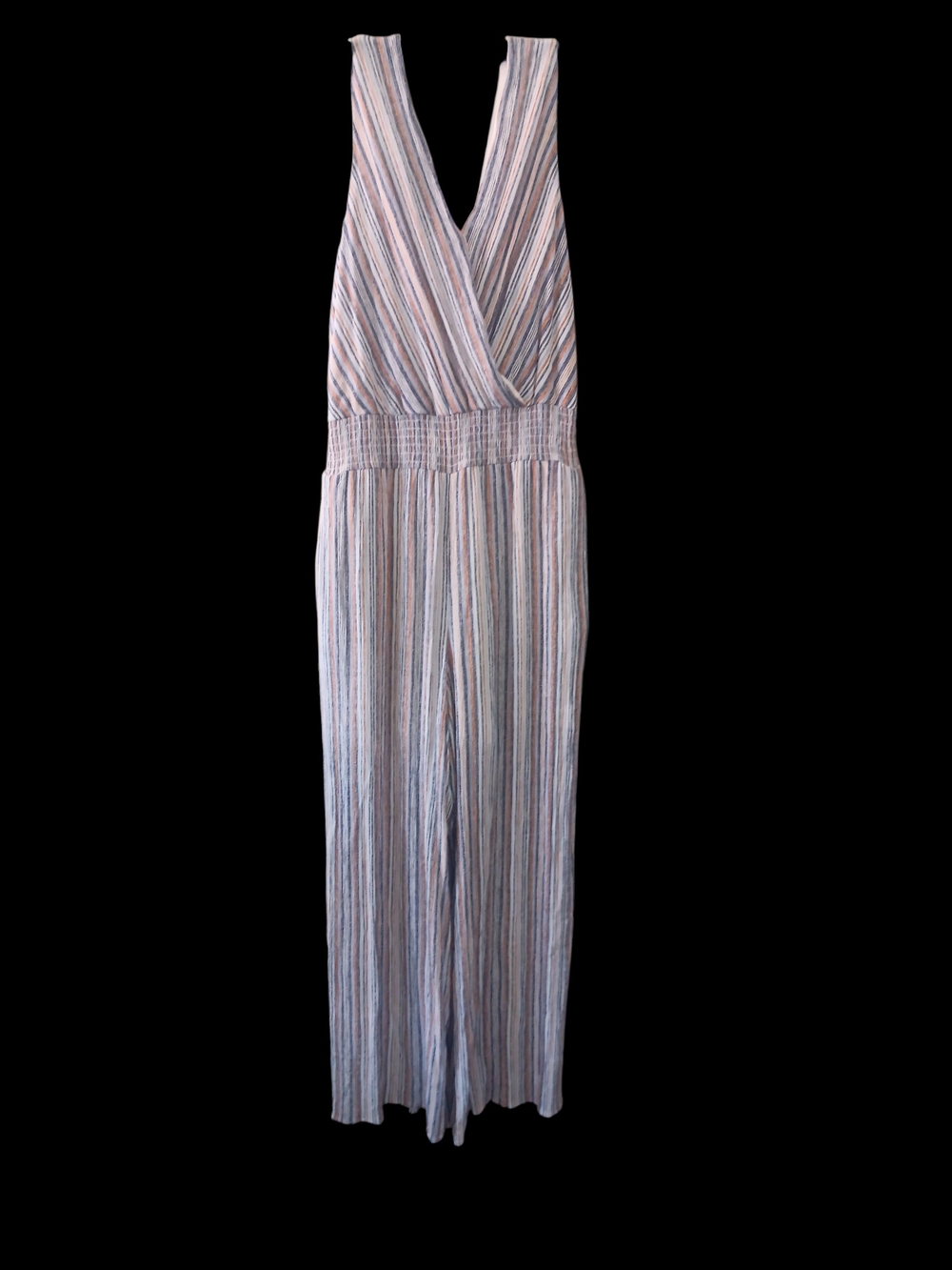 BCX Sleeveless V-Neck Multi-Striped Jumpsuit